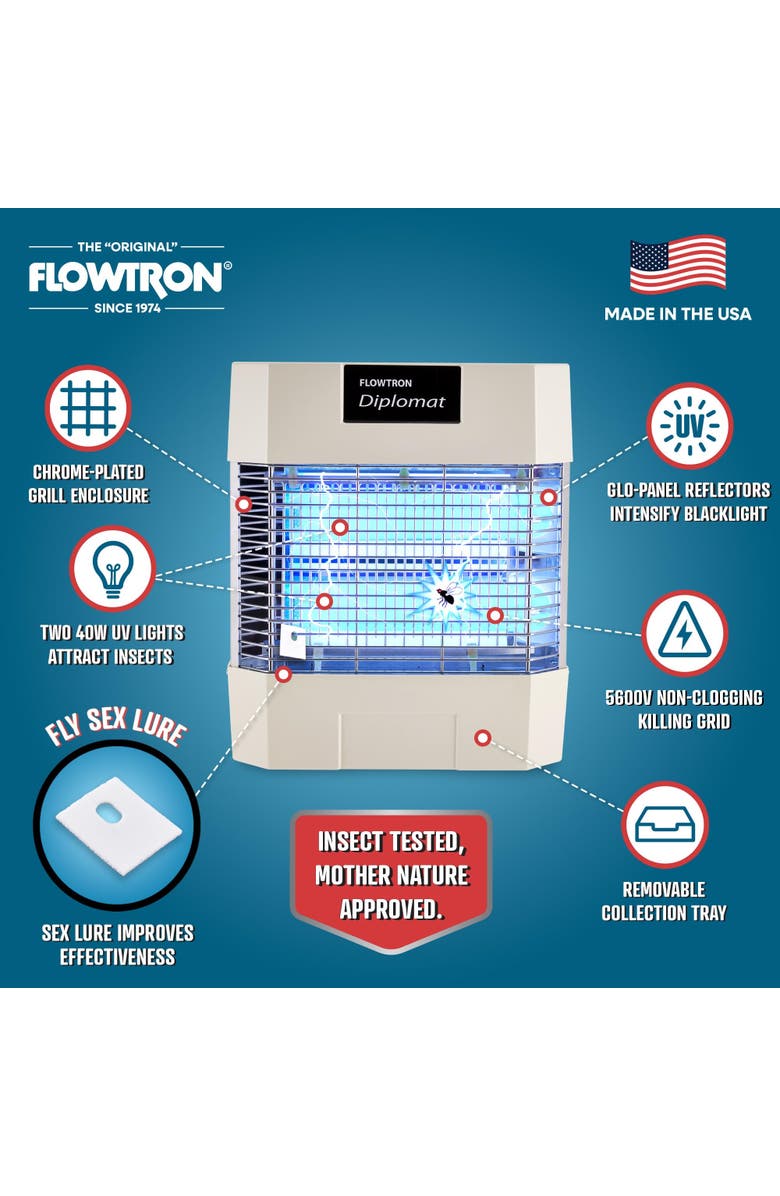 Flowtron Diplomat Indoor Bug Zapper, 1200 Sq Ft Electric Fly & Insect Killer W/80W UV Light & More, Alternate, color, 