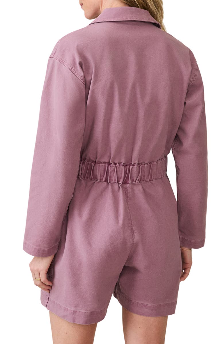 Faherty Sunwashed Canvas Romper, Alternate, color, Weathered Orchid