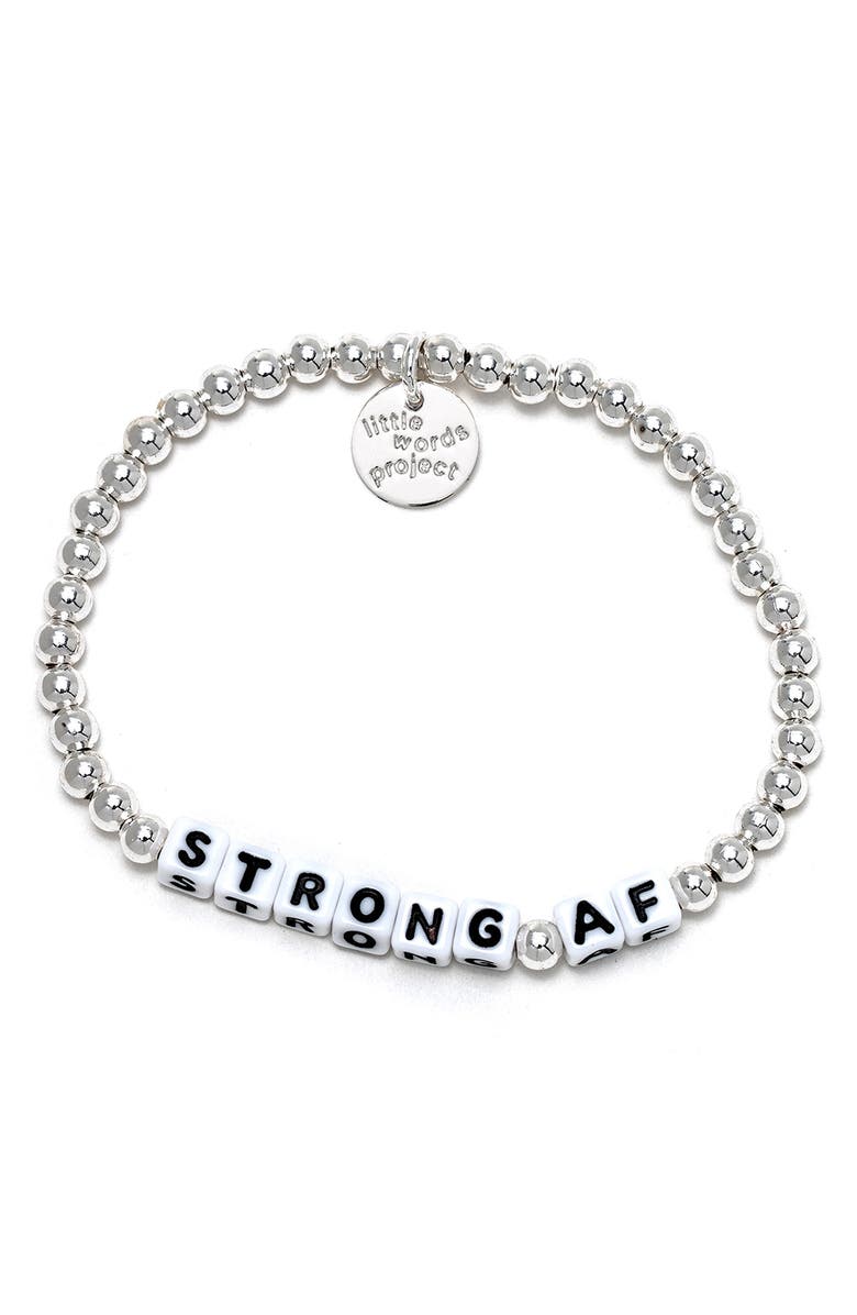 Little Words Project Strong AF Beaded Stretch Bracelet, Main, color,
