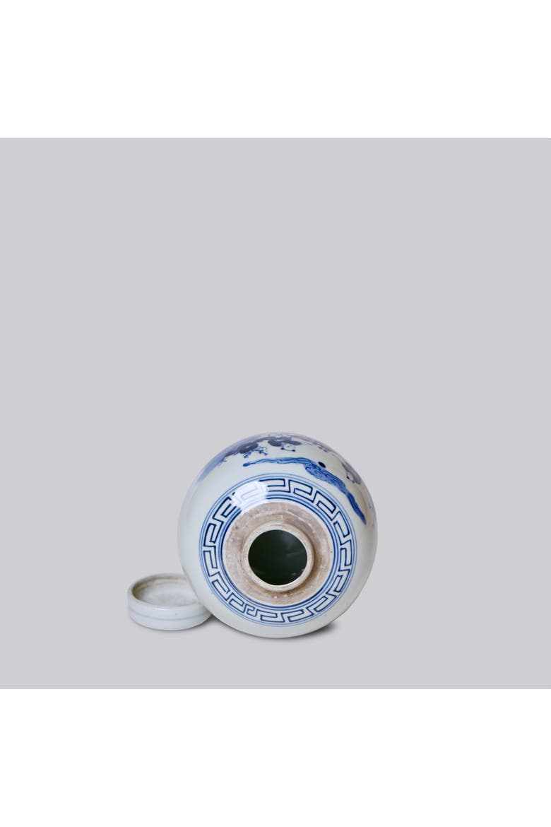 Porcelain Playing Children Round Storage Jar, Alternate, color, Blue + White