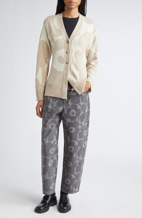 Marimekko Kumma Unikko Floral Wool Cardigan In Neutral