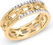 Haus of Brilliance 10K Yellow Gold 1/5 Cttw Diamond Two Row Cuban Link Ring