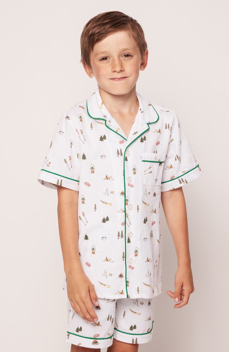 Petite Plume Kids' Camping Print Two-Piece Short Pajamas, Alternate, color, 