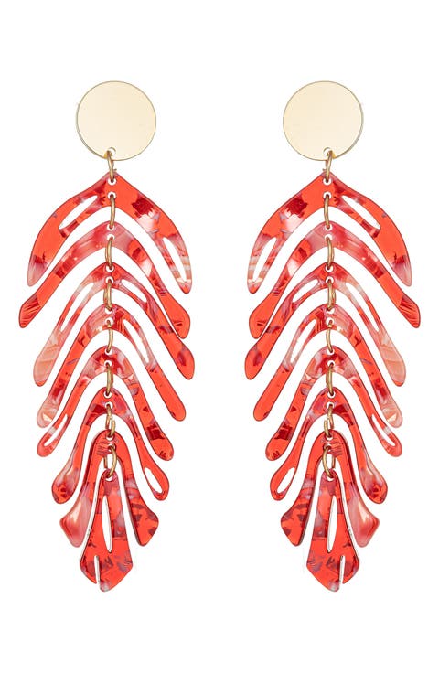 Lindsay Red Leaf Drop Earrings