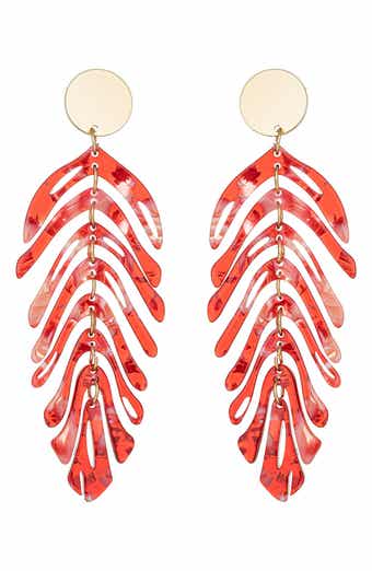 EYE CANDY LOS ANGELES Lindsay Red Leaf Drop Earrings