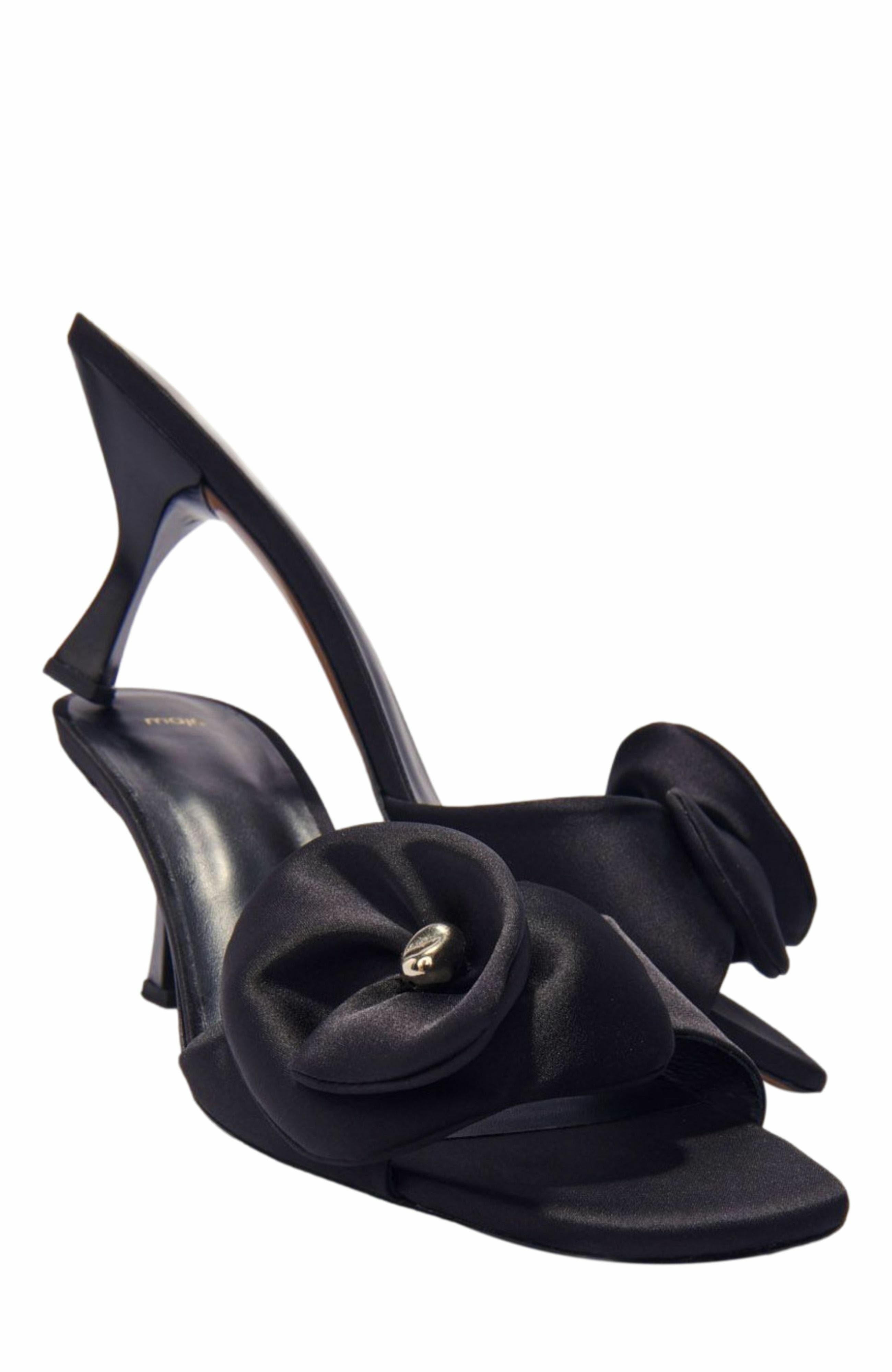 maje Textile mules with satin flower, Alternate, color, 