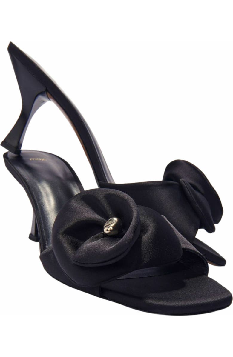 maje Textile mules with satin flower, Alternate, color,
