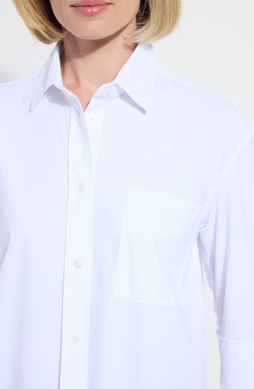 Lyssé Sophie Three Quarter Sleeve Button-up Shirt In White