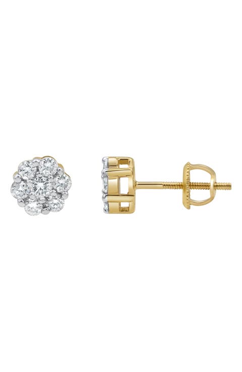 Lab Grown Diamond Floral Cluster Stud Earrings