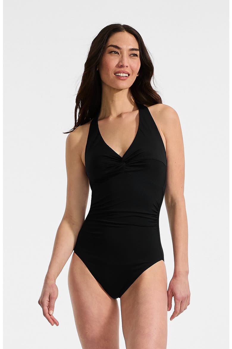 Knot Twist Halter One Piece, Main, color, Black