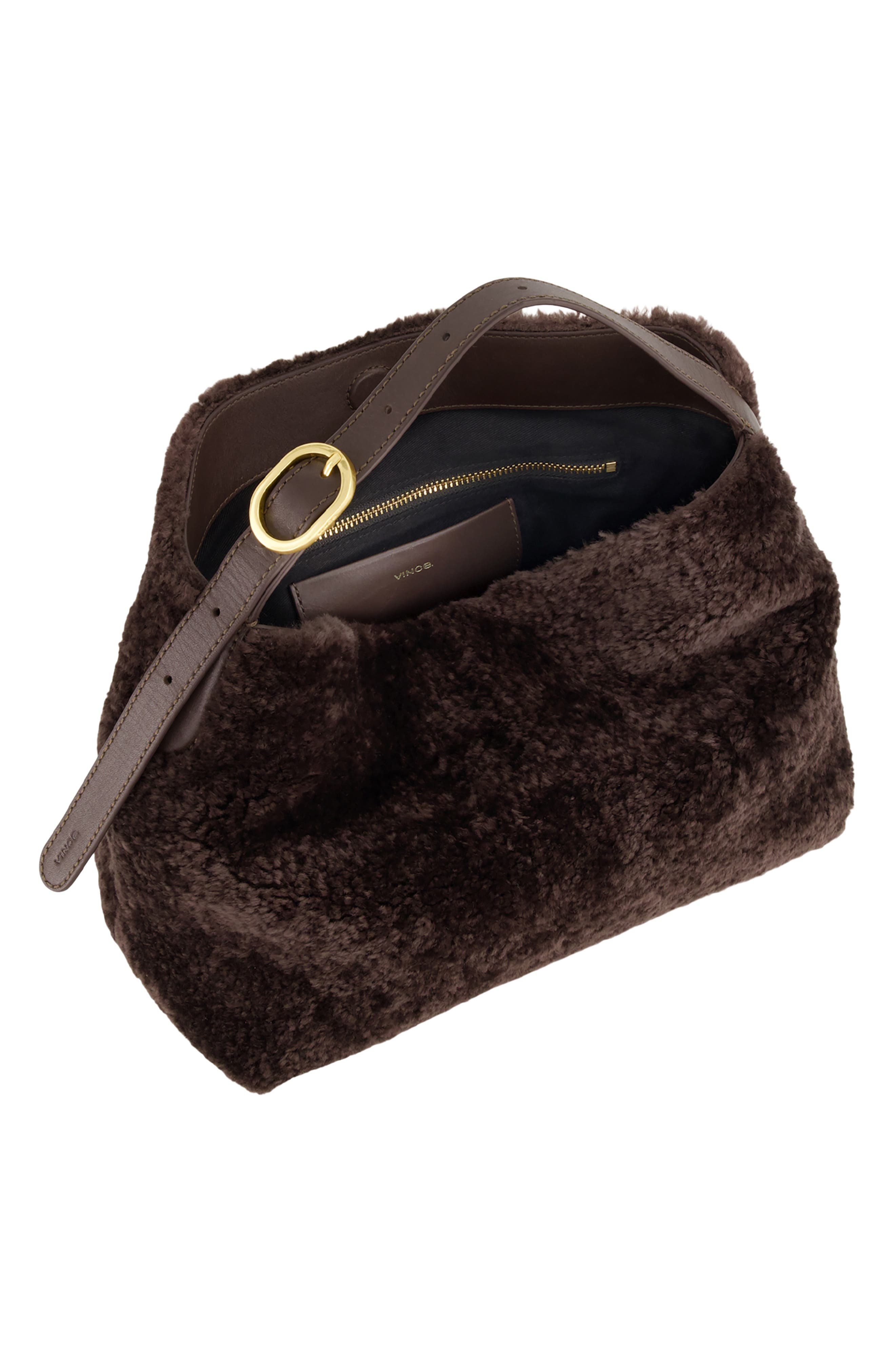 Vivian Small Shearling Hobo Bag, Alternate, color, SMOKED TRUFFLE