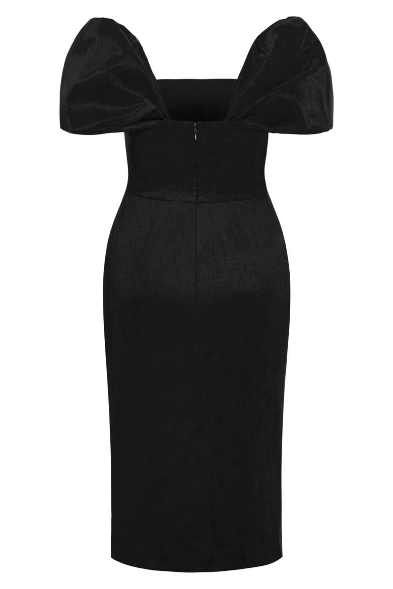 Elyse Puff Sleeve Sheath Dress, Alternate, color, BLACK