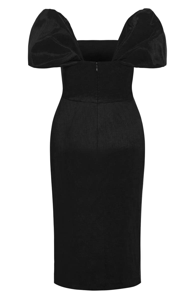 City Chic Elyse Puff Sleeve Sheath Dress, Alternate, color, Black