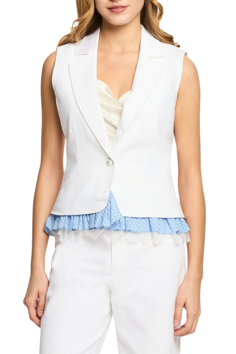 Jessie Ruffle Hem Vest, Main, color, WHITE/ MULTI