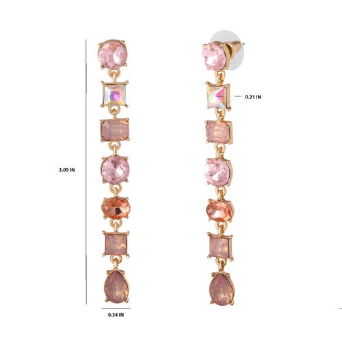 Jessica Simpson Light Pink Crystal Linear Drop Earrings In Multi