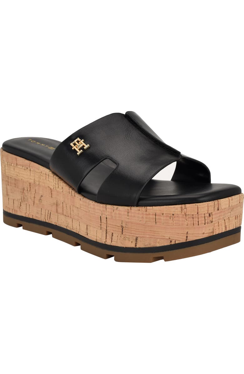 Tommy Hilfiger Heliena Platform Wedge Slide Sandal, Main, color, Black01