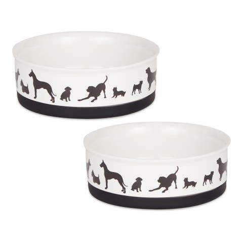 Ceramic Pet Bowl Set 2 Piece Dog Show Print