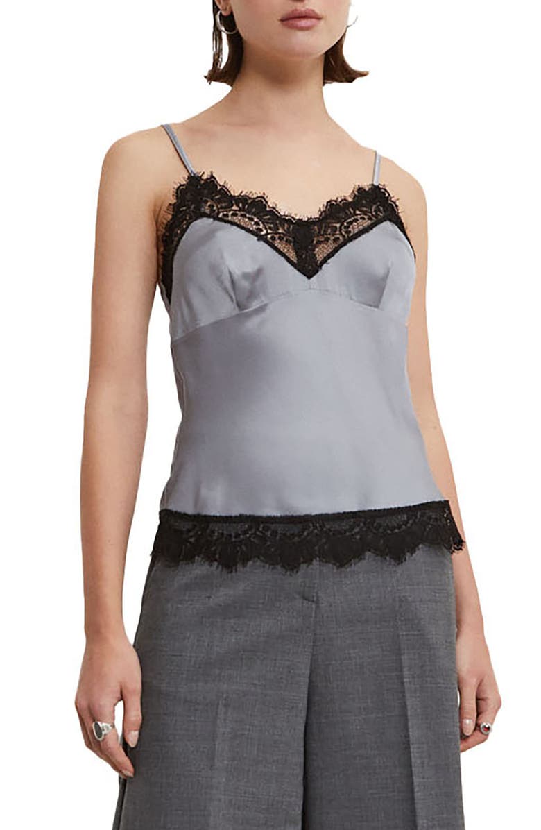 ottod'Ame Viscose Top With Lace, Main, color, Grey