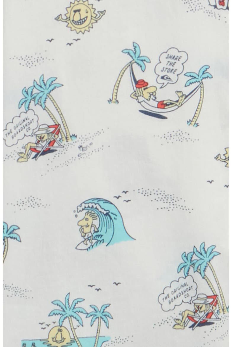 Kids' Surf Doodle Short Sleeve Cotton Button-Up Shirt, Alternate, color, OFF WHITE