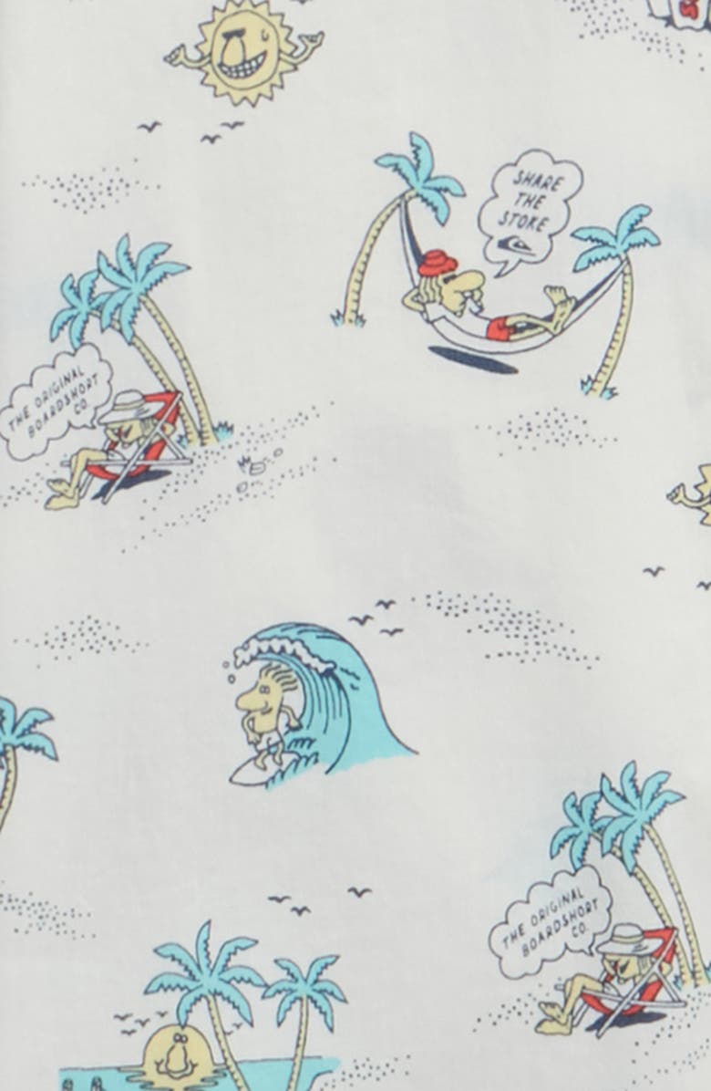 Quiksilver Kids' Surf Doodle Short Sleeve Cotton Button-Up Shirt, Alternate, color, Off White