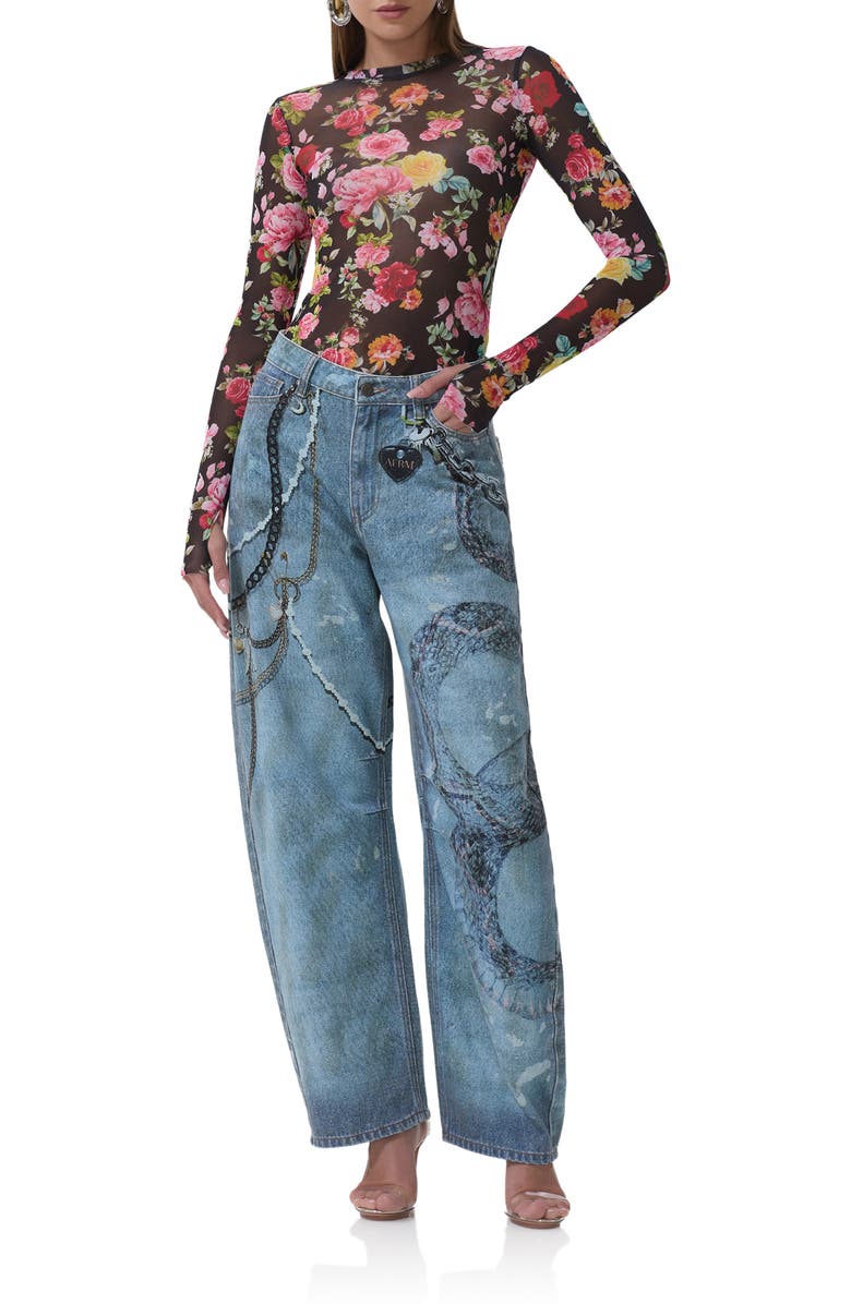 AFRM Kaylee Floral Mesh Top, Alternate, color, Spring Rose