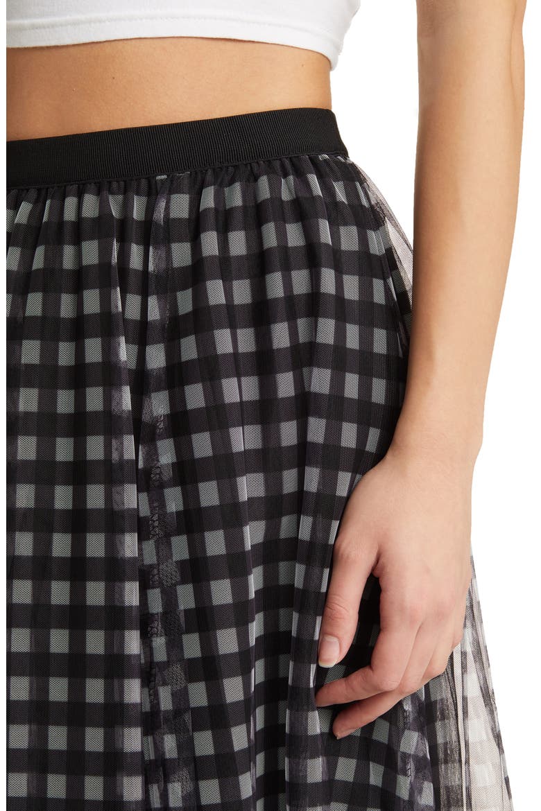 Peggy Check Mesh Skirt, Alternate, color, BLACK