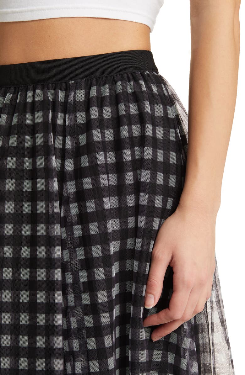 NIKKI LUND Peggy Check Mesh Skirt, Alternate, color, Black