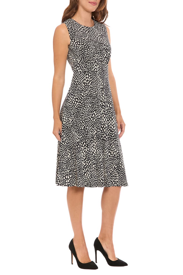 Sleeveless Inset Waist Midi Dress, Alternate, color, BLACK/ IVORY