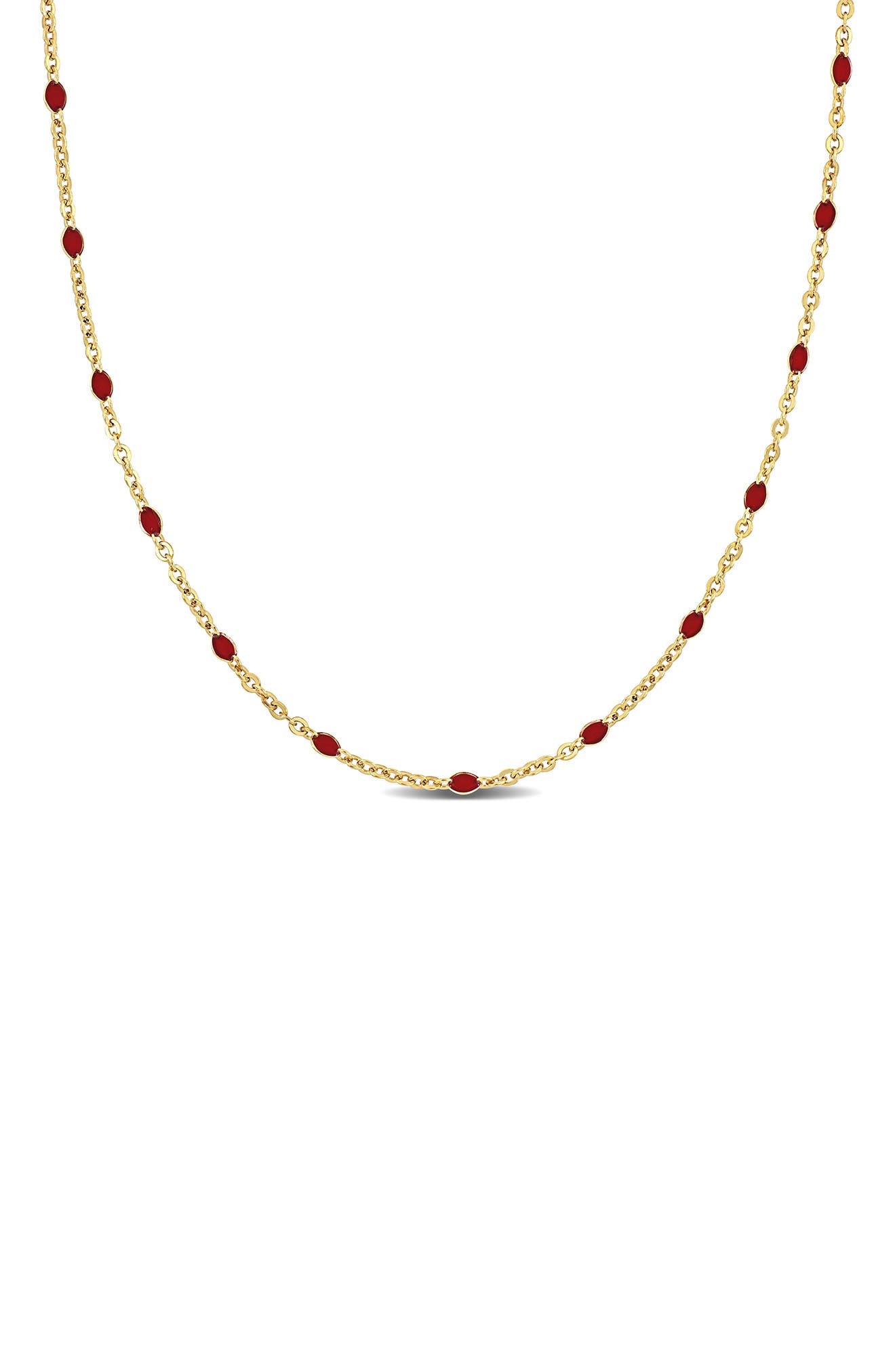 DELMAR Red Enamel Bead Station Necklace