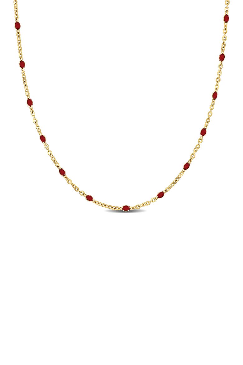 Red Enamel Bead Station Necklace, Main, color, GOLD