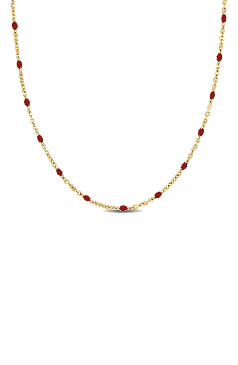 DELMAR Red Enamel Bead Station Necklace, Main, color, Gold