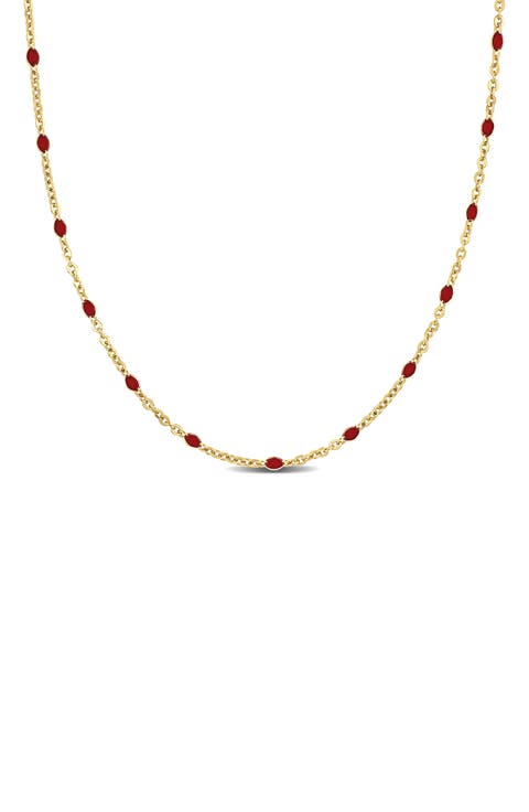 Red Enamel Bead Station Necklace