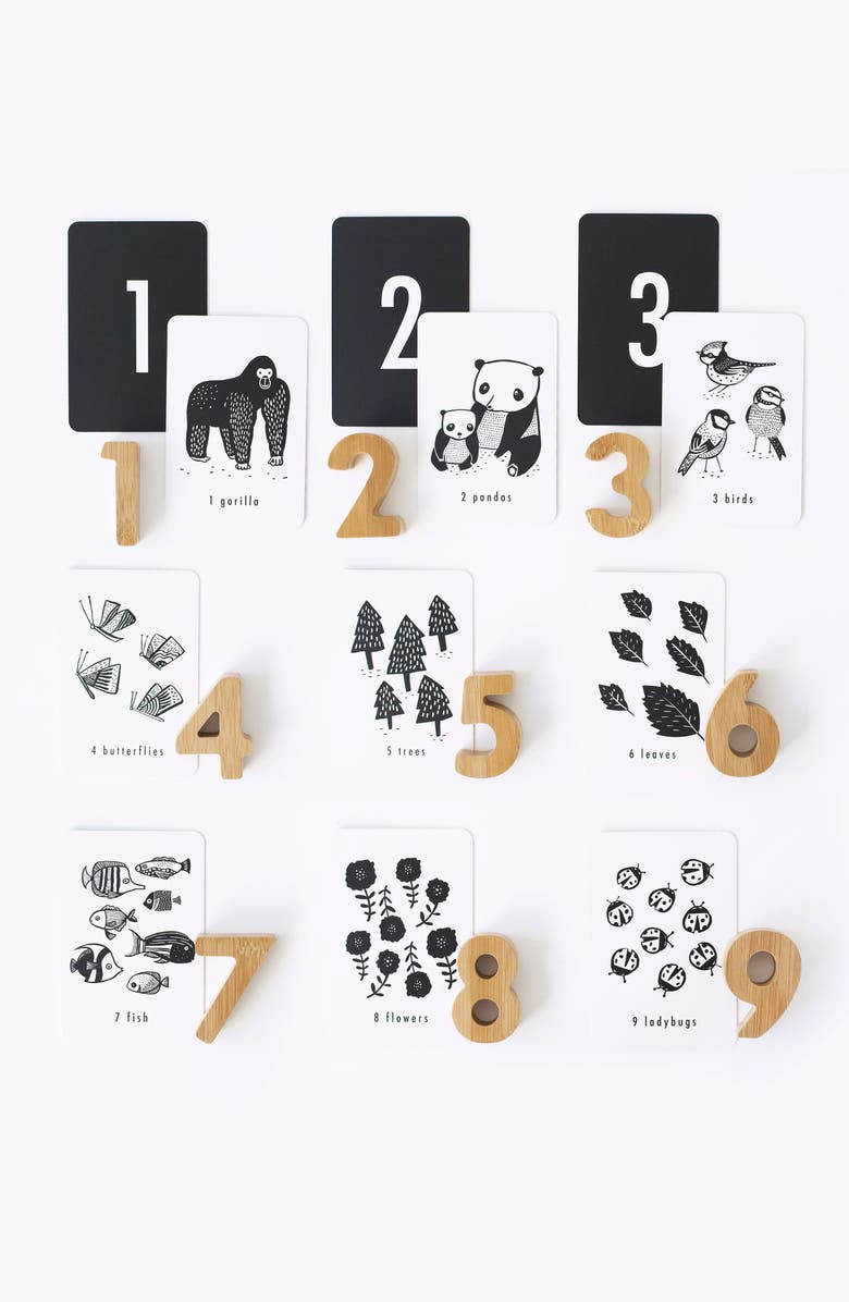 Wee Gallery Wooden Numbers and Nature Number Cards Bundle, Alternate, color, Counting