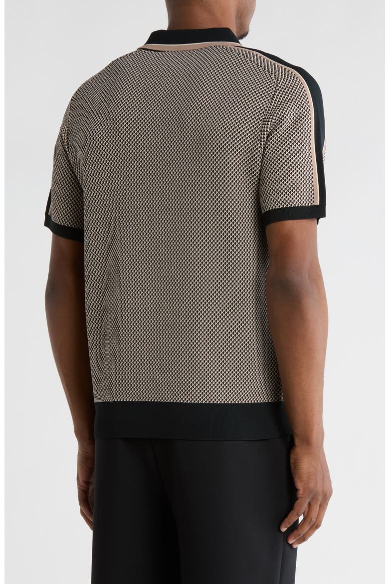 Geometric Jacquard Polo Shirt, Alternate, color, OLIVE GREEN/ CAMEL/ WHITE
