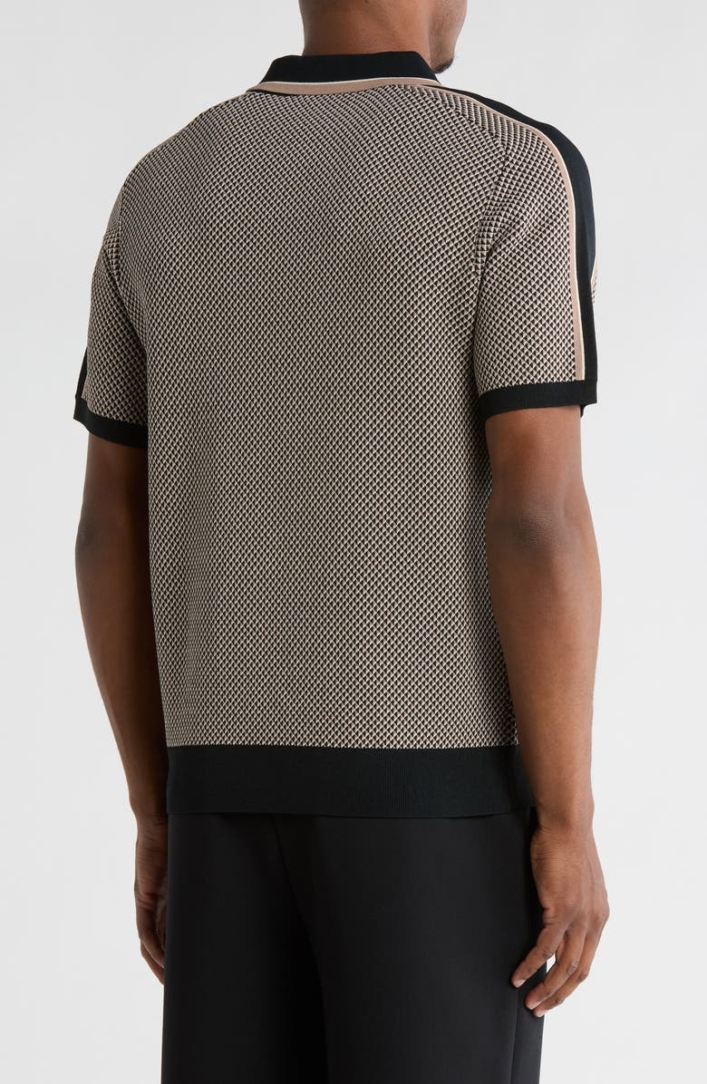 Elie Tahari Geometric Jacquard Polo Shirt, Alternate, color, Olive Green/ Camel/ White