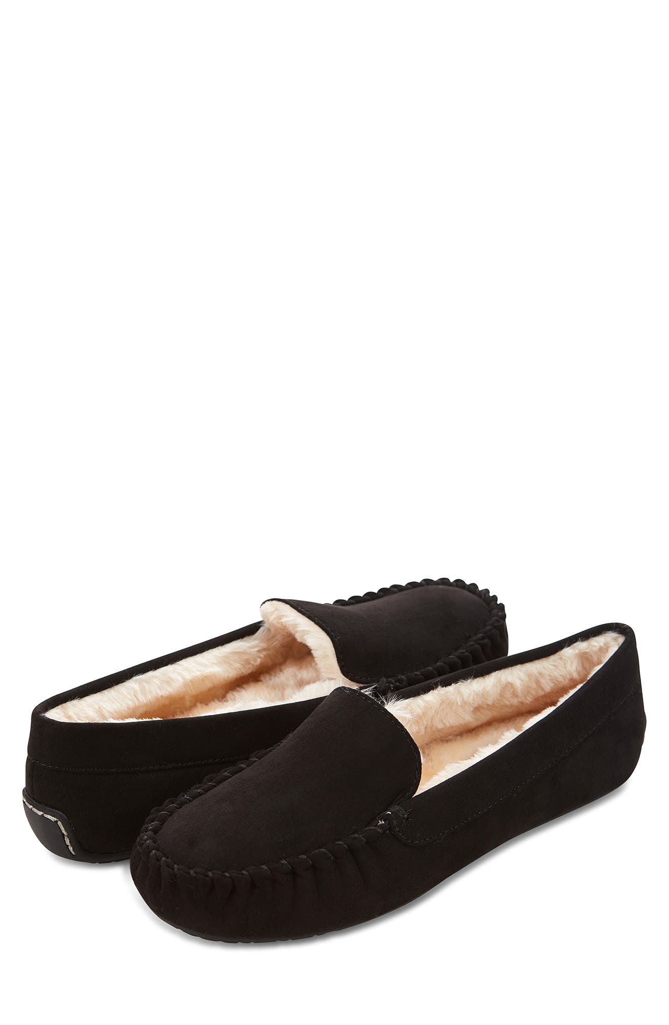 FLOOPI Faux Fur Lined Slipper, Alternate, color, Black
