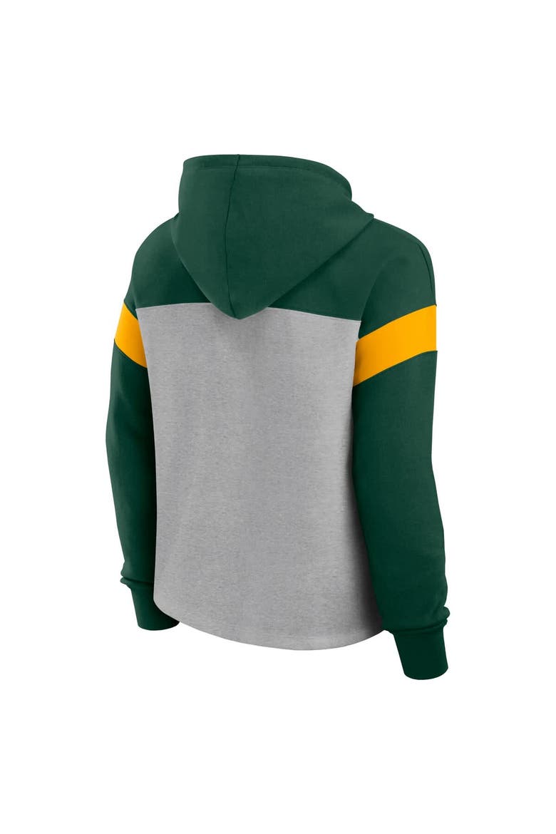 Women's Fanatics Heather Gray/Green Green Bay Packers Bold Play Call Pullover Hoodie, Alternate, color, Heather Gray