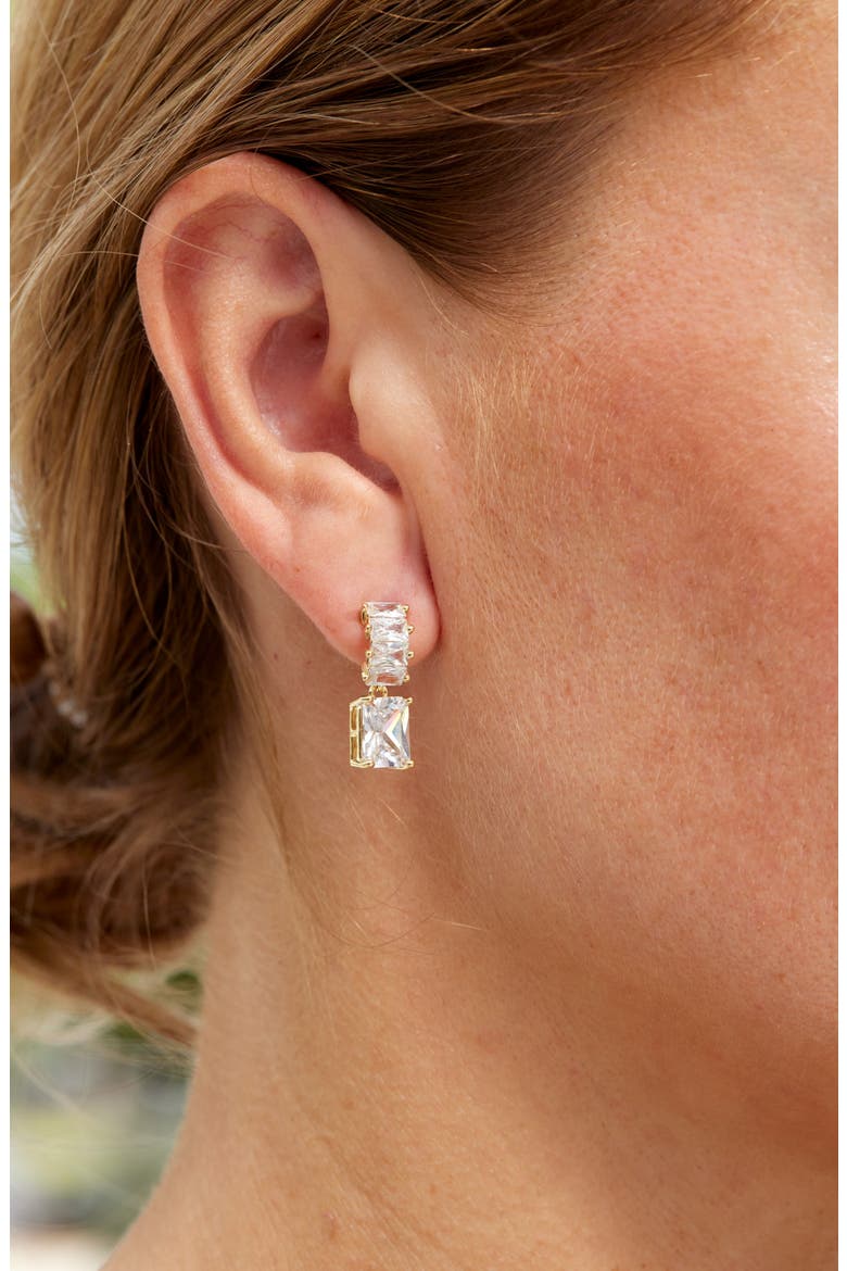 18K Gold Plated Cubic Zirconia Drop Earrings, Alternate, color, YELLOW