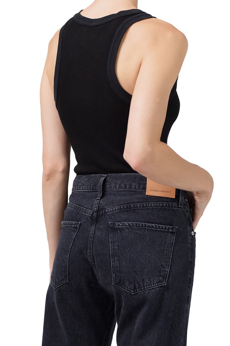 Isabel Rib Racerback Tank, Alternate, color, BLACK