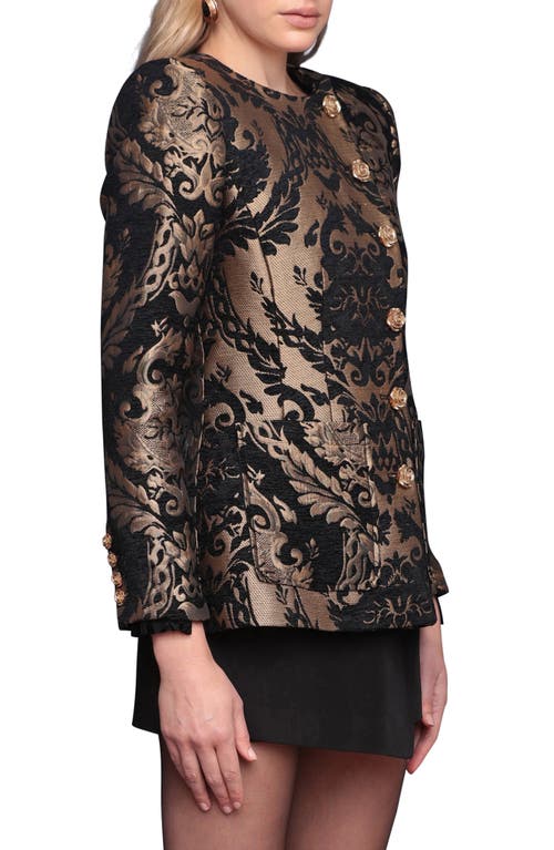 Avec Les Filles Metallic Tapestry Embroidery Jacket In Multi