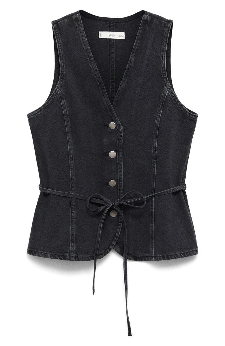 MANGO Tie Denim Vest, Alternate, color,