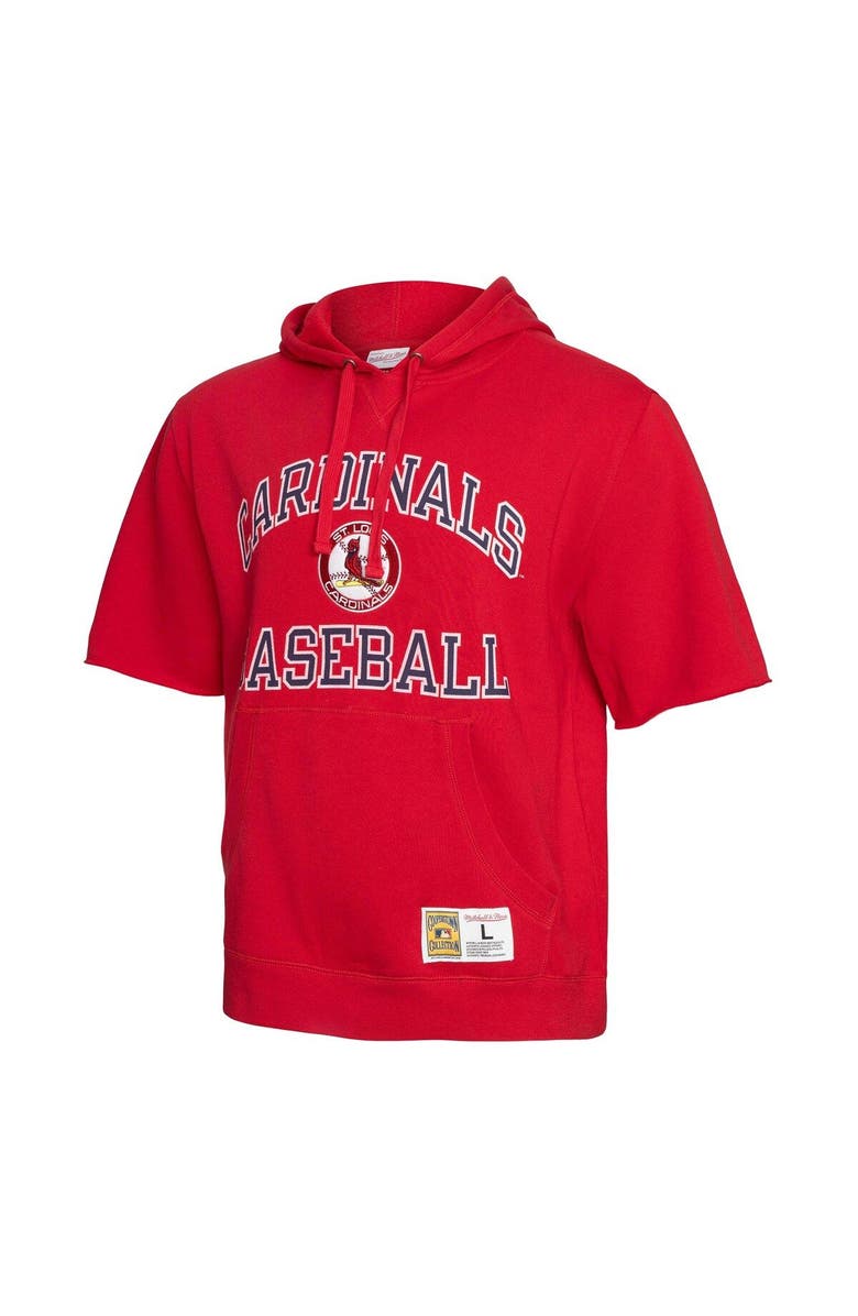Mitchell & Ness Men's Mitchell & Ness Red St. Louis Cardinals Cooperstown Collection Washed Fleece Pullover Short Sleeve Hoodie, Alternate, color, 