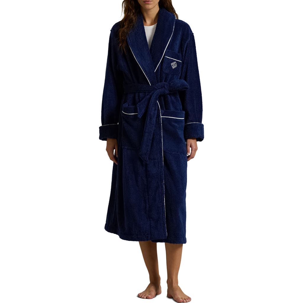 Polo Ralph Lauren Cotton Bath Robe In Blue