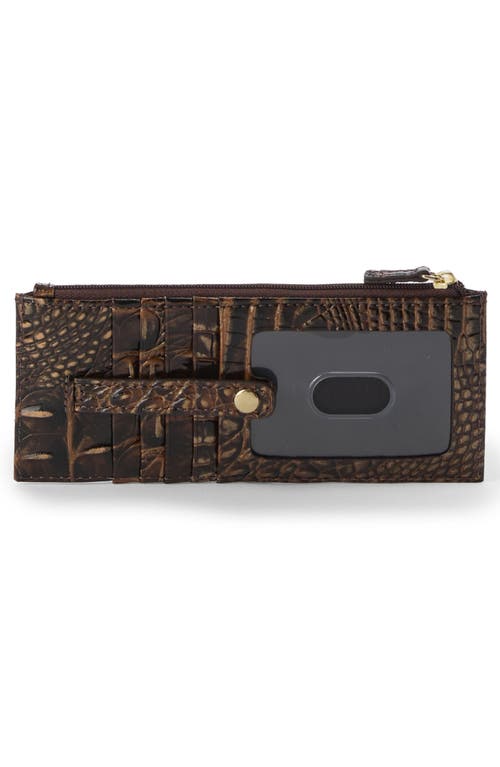 Brahmin Croc Embossed Leather Credit Card Wallet In Brown