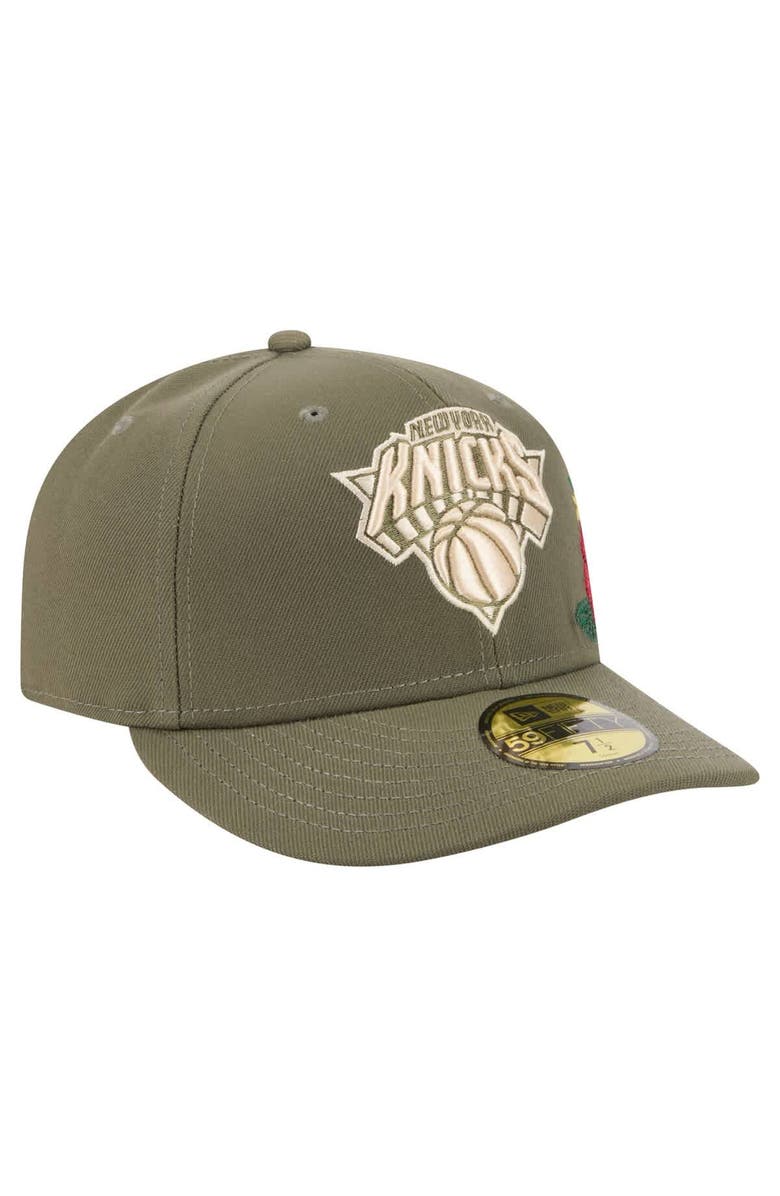New Era Men's New Era Olive New York Knicks Tonal Florals 59FIFTY Fitted Hat, Alternate, color, Olive