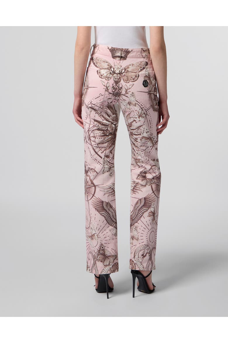 Straight Cut Jeans Butterfly Tattoo Women, Alternate, color, white/rose