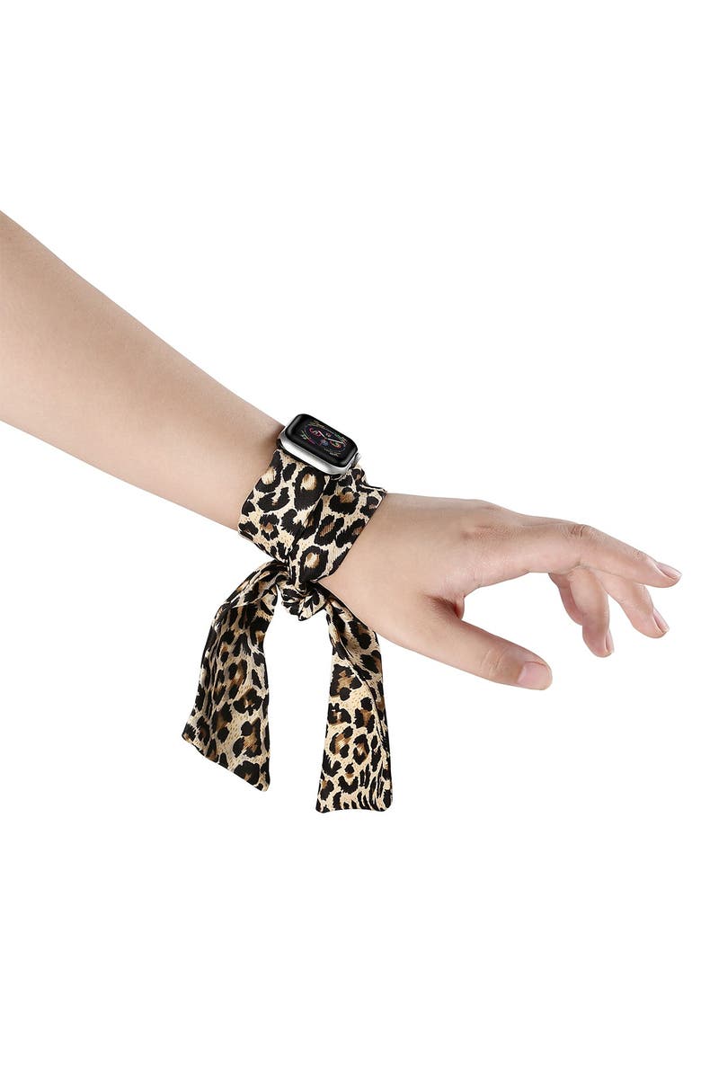 Posh Tech Leopard Silk Scarf 38mm/40mm Apple Watch 1/2/3/4 Band, Alternate, color, Leopard