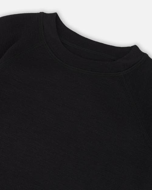 Deux Par Deux Kids Gender Inclusive Merino Wool Base Layer Set In Black