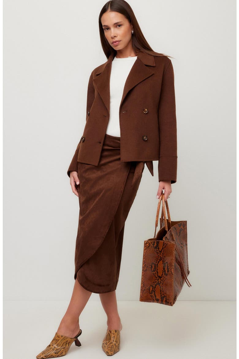 Penelope Wrap Midi Skirt, Alternate, color, WOOD