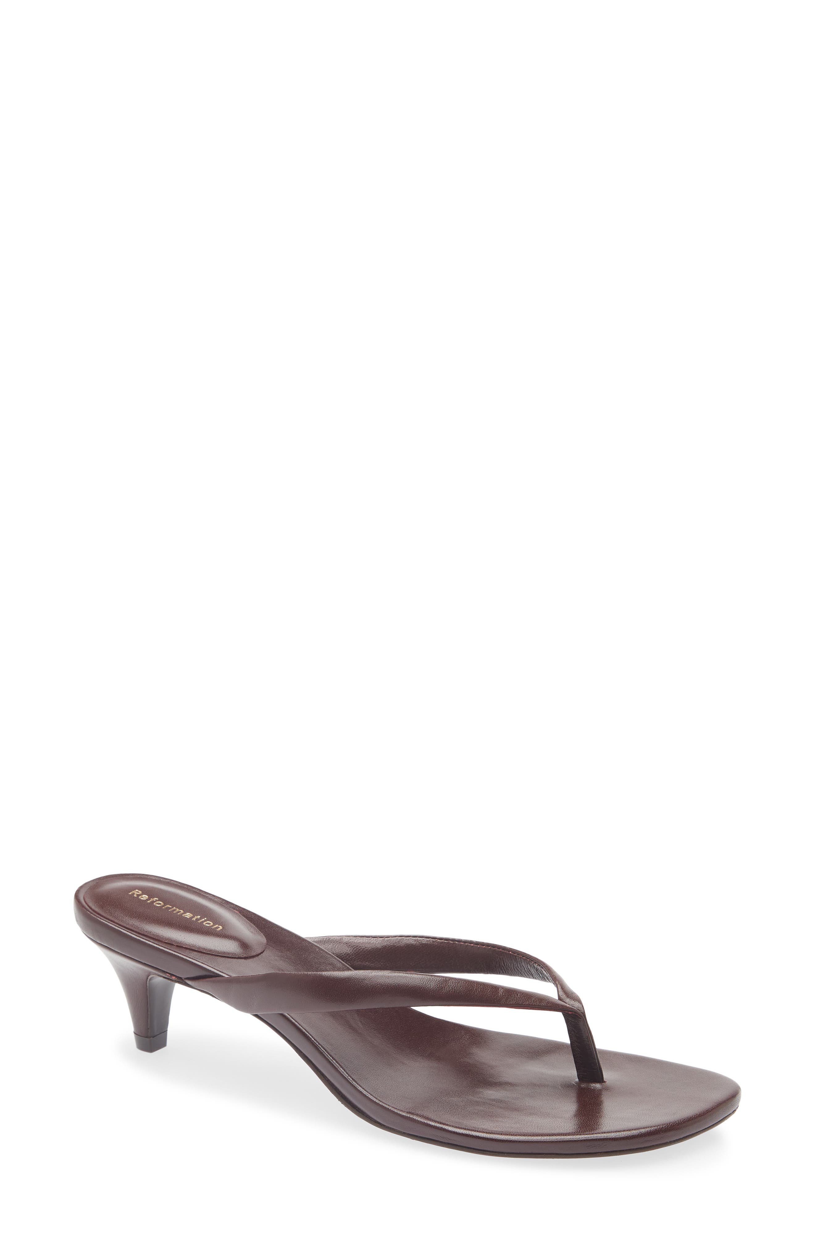 Amelia Leather Heeled Thong Sandal, Main, color, RUBY LEATHER